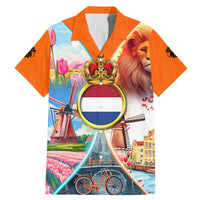 Dutch Lion Design Family Matching Mermaid Dress and Hawaiian Shirt with Tulips Windmills Bicycles and Coat of Arms