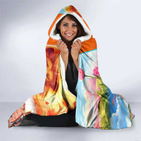 Dutch Lion Design Hooded Blanket with Tulips Windmills Bicycles and Coat of Arms