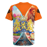 Dutch Lion Design Rugby Jersey with Tulips Windmills Bicycles and Coat of Arms