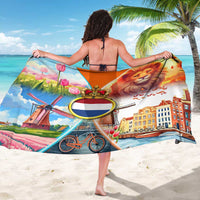 Dutch Lion Design Sarong with Tulips Windmills Bicycles and Coat of Arms
