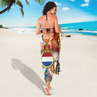 Dutch Lion Design Sarong with Tulips Windmills Bicycles and Coat of Arms