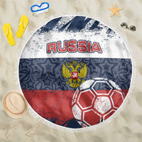 Russia Athletics Beach Blanket with Soccer Ball, National Emblem, and Grunge Flag Design