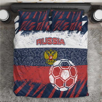 Russia Athletics Bedding Set with Soccer Ball, National Emblem, and Grunge Flag Design