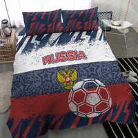Russia Athletics Bedding Set with Soccer Ball, National Emblem, and Grunge Flag Design