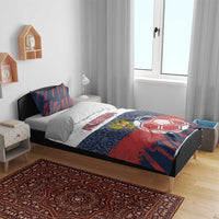 Russia Athletics Bedding Set with Soccer Ball, National Emblem, and Grunge Flag Design