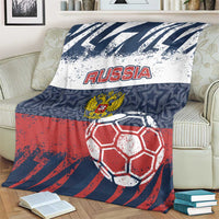 Russia Athletics Blanket with Soccer Ball, National Emblem, and Grunge Flag Design