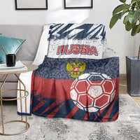 Russia Athletics Blanket with Soccer Ball, National Emblem, and Grunge Flag Design