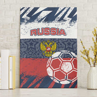 Russia Athletics Canvas Wall Art with Soccer Ball, National Emblem, and Grunge Flag Design