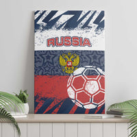 Russia Athletics Canvas Wall Art with Soccer Ball, National Emblem, and Grunge Flag Design