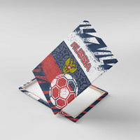Russia Athletics Canvas Wall Art with Soccer Ball, National Emblem, and Grunge Flag Design