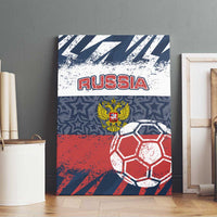Russia Athletics Canvas Wall Art with Soccer Ball, National Emblem, and Grunge Flag Design