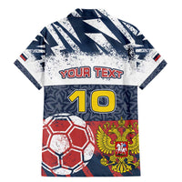 Personalized Russia Athletics Family Matching Mermaid Dress and Hawaiian Shirt with Soccer Ball, National Emblem, and Grunge Flag Design