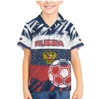 Personalized Russia Athletics Family Matching Mermaid Dress and Hawaiian Shirt with Soccer Ball, National Emblem, and Grunge Flag Design