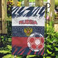 Russia Athletics Garden Flag with Soccer Ball, National Emblem, and Grunge Flag Design
