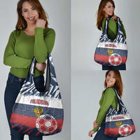 Russia Athletics Grocery Bag with Soccer Ball, National Emblem, and Grunge Flag Design