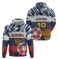 Personalized Russia Athletics Hoodie with Soccer Ball, National Emblem, and Grunge Flag Design