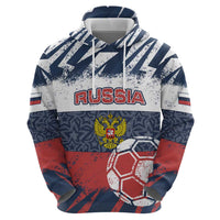 Personalized Russia Athletics Hoodie with Soccer Ball, National Emblem, and Grunge Flag Design