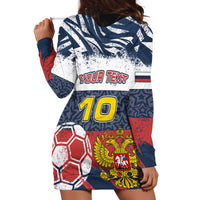 Personalized Russia Athletics Hoodie Dress with Soccer Ball, National Emblem, and Grunge Flag Design