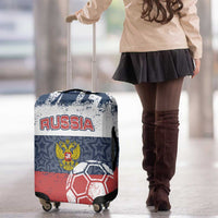 Russia Athletics Luggage Cover with Soccer Ball, National Emblem, and Grunge Flag Design