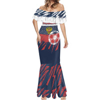 Personalized Russia Athletics Mermaid Dress with Soccer Ball, National Emblem, and Grunge Flag Design