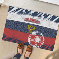 Russia Athletics Rubber Doormat with Soccer Ball, National Emblem, and Grunge Flag Design