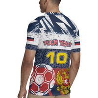 Personalized Russia Athletics Rugby Jersey with Soccer Ball, National Emblem, and Grunge Flag Design
