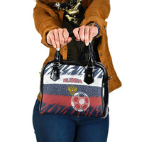 Russia Athletics Shoulder Handbag with Soccer Ball, National Emblem, and Grunge Flag Design