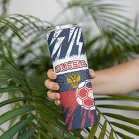 Russia Athletics Skinny Tumbler with Soccer Ball, National Emblem, and Grunge Flag Design