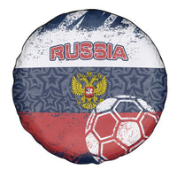 Russia Athletics Spare Tire Cover with Soccer Ball, National Emblem, and Grunge Flag Design