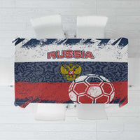 Russia Athletics Tablecloth with Soccer Ball, National Emblem, and Grunge Flag Design