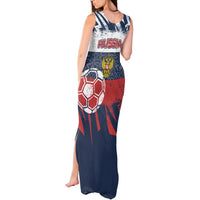 Personalized Russia Athletics Tank Maxi Dress with Soccer Ball, National Emblem, and Grunge Flag Design