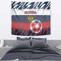 Russia Athletics Tapestry with Soccer Ball, National Emblem, and Grunge Flag Design