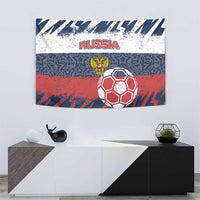 Russia Athletics Tapestry with Soccer Ball, National Emblem, and Grunge Flag Design