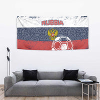 Russia Athletics Tapestry with Soccer Ball, National Emblem, and Grunge Flag Design