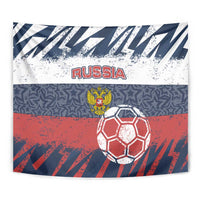 Russia Athletics Tapestry with Soccer Ball, National Emblem, and Grunge Flag Design
