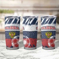 Russia Athletics Tumbler Cup with Soccer Ball, National Emblem, and Grunge Flag Design