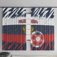 Russia Athletics Window Curtain with Soccer Ball, National Emblem, and Grunge Flag Design