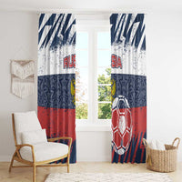 Russia Athletics Window Curtain with Soccer Ball, National Emblem, and Grunge Flag Design