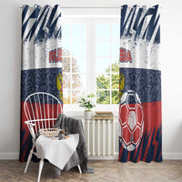 Russia Athletics Window Curtain with Soccer Ball, National Emblem, and Grunge Flag Design