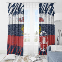 Russia Athletics Window Curtain with Soccer Ball, National Emblem, and Grunge Flag Design