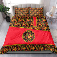 Russia Folk Art Bedding Set with Khokhloma Pattern and Traditional Rooster Design