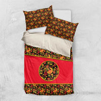 Russia Folk Art Bedding Set with Khokhloma Pattern and Traditional Rooster Design