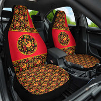 Russia Folk Art Car Seat Cover with Khokhloma Pattern and Traditional Rooster Design