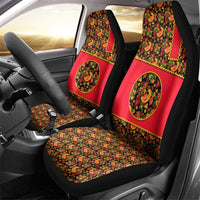 Russia Folk Art Car Seat Cover with Khokhloma Pattern and Traditional Rooster Design