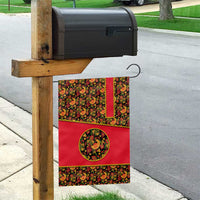 Russia Folk Art Garden Flag with Khokhloma Pattern and Traditional Rooster Design
