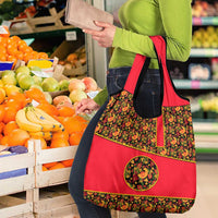 Russia Folk Art Grocery Bag with Khokhloma Pattern and Traditional Rooster Design