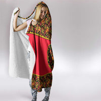 Russia Folk Art Hooded Blanket with Khokhloma Pattern and Traditional Rooster Design