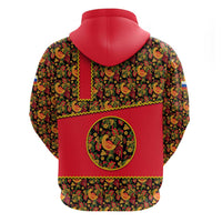 Russia Folk Art Hoodie with Khokhloma Pattern and Traditional Rooster Design