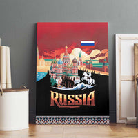 Russia Flag Red and Black Pullover Canvas Wall Art with Moscow Skyline Bear and Horse Design