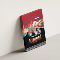 Russia Flag Red and Black Pullover Canvas Wall Art with Moscow Skyline Bear and Horse Design